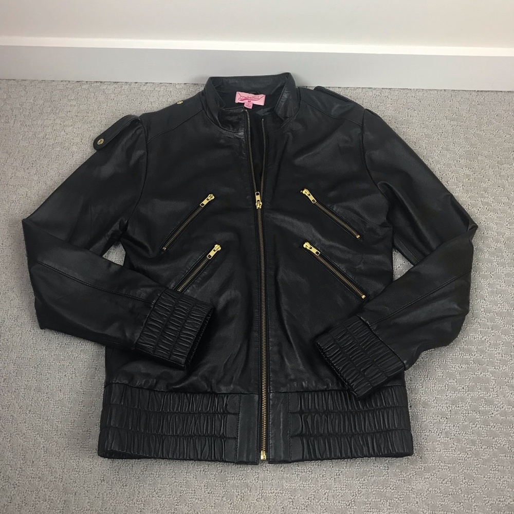 Priorities lambskin leather black jacket size medium